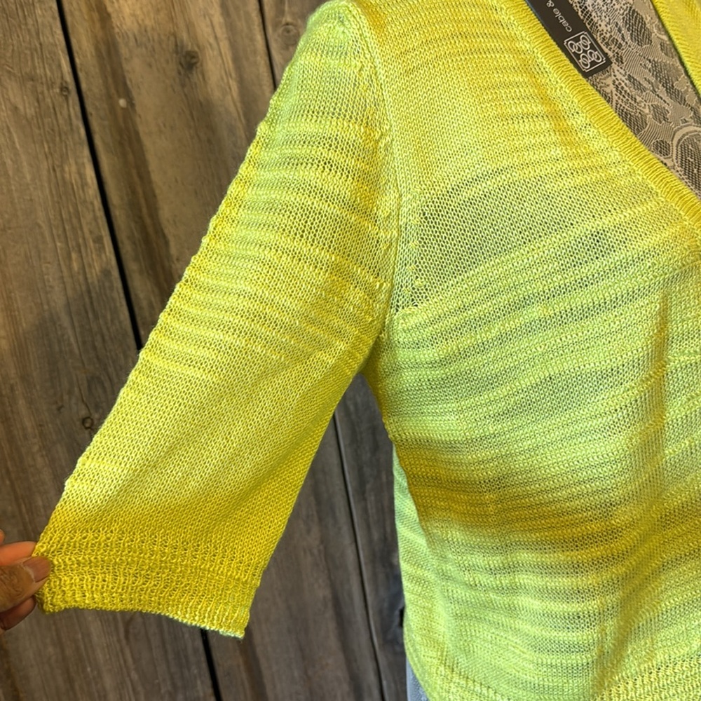 Bright Yellow Open-Front Sweater - Picture 2 of 11